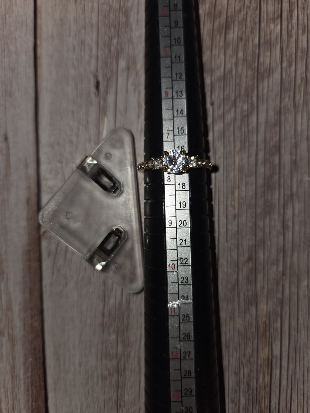 Macy's Gold-Tone Ring with Clear Center and Sparkling Accents